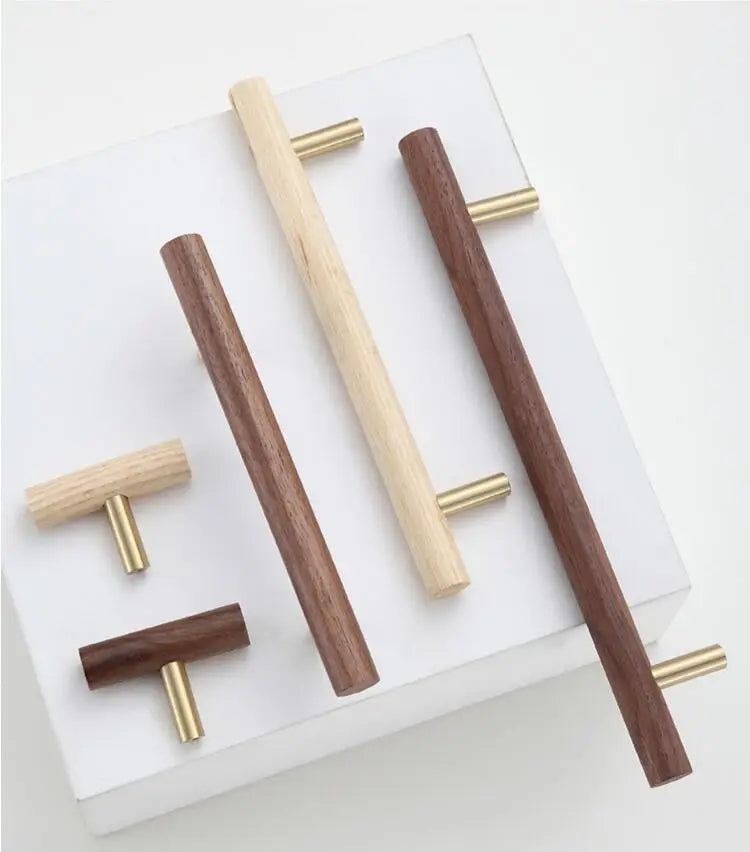 Natural Walnut + Brass Furniture Door Handles