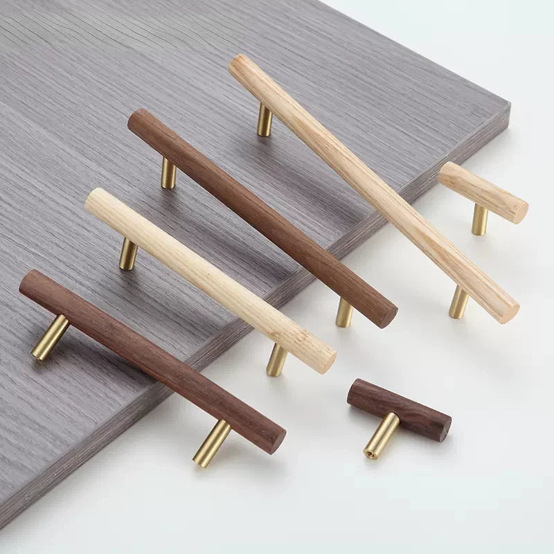 Natural Walnut + Brass Furniture Door Handles