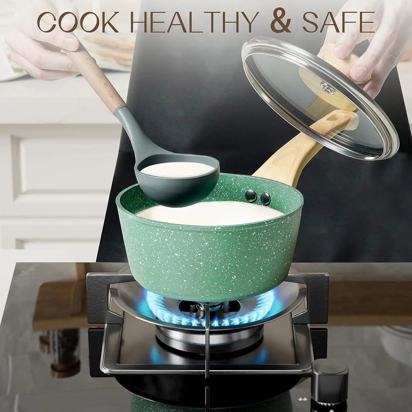 8 Piece Set, Easy Care Cookware, Dishwasher Safe Pots and Pans Non-stick