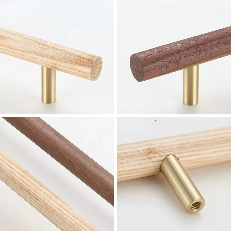 Natural Walnut + Brass Furniture Door Handles