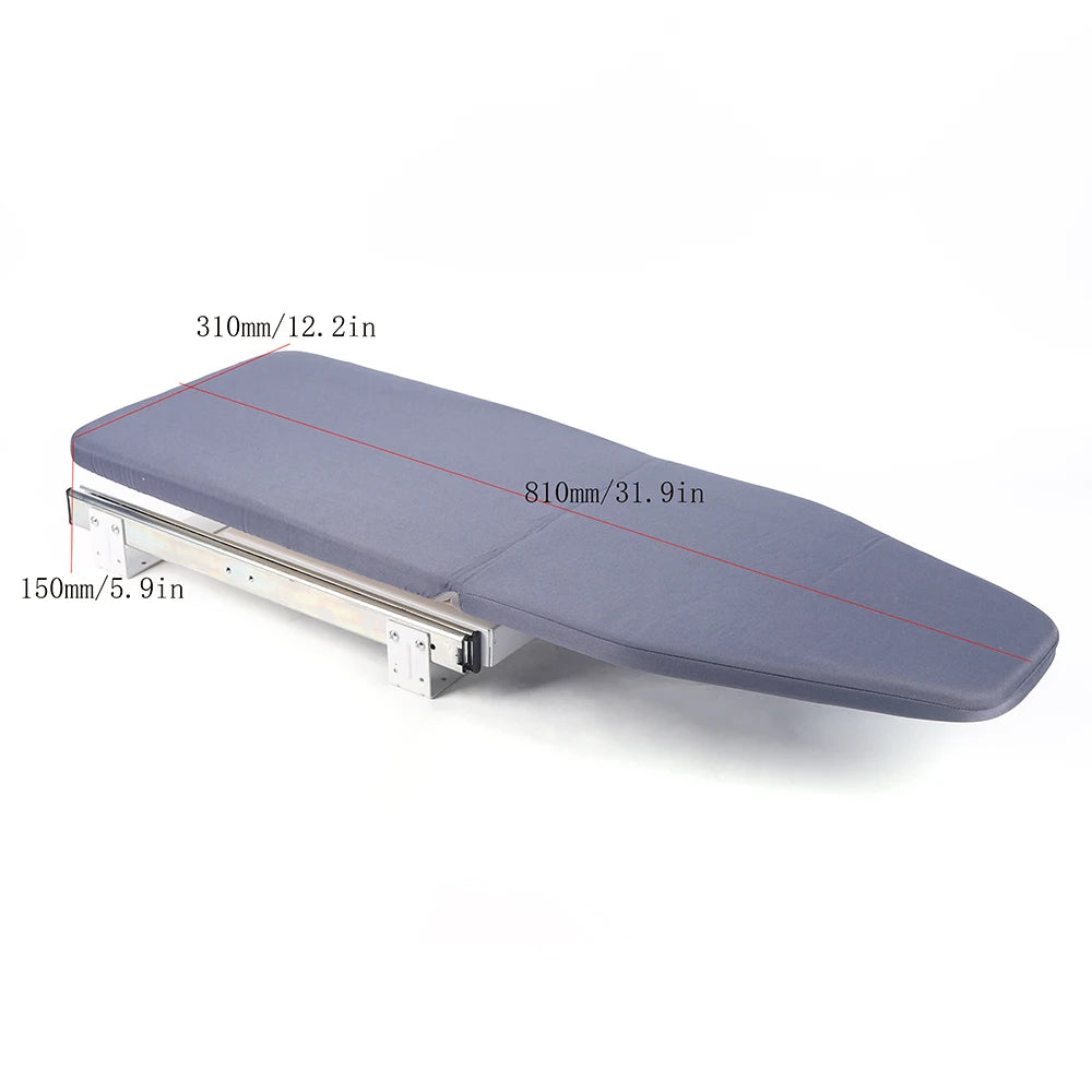 Gray Ironing Board 180° Rotation Retractable Closet Folding Pull & Push For Cabinet Easy To Install