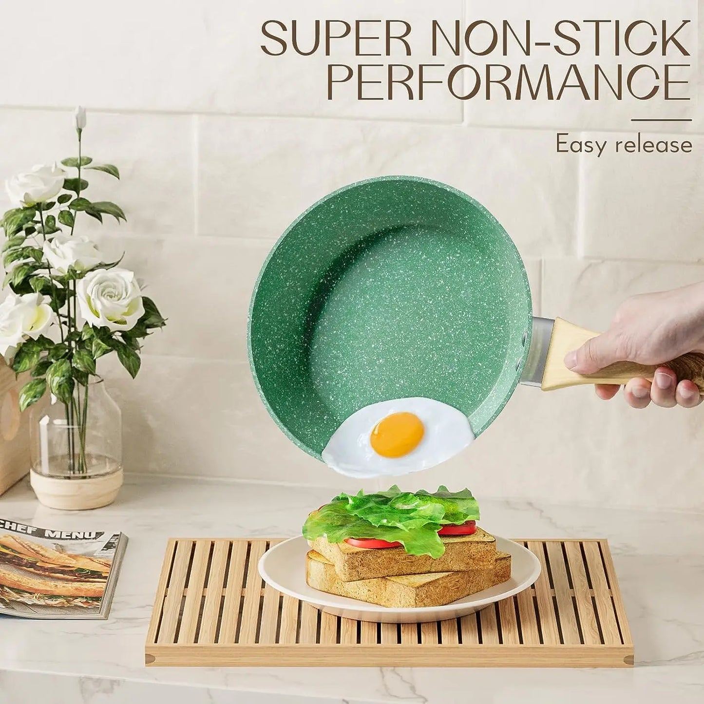 8 Piece Set, Easy Care Cookware, Dishwasher Safe Pots and Pans Non-stick