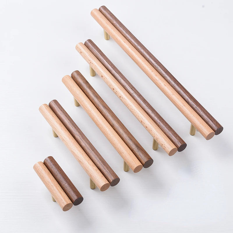Natural Walnut + Brass Furniture Door Handles