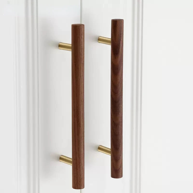 Natural Walnut + Brass Furniture Door Handles