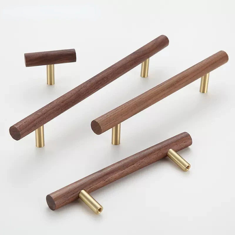 Natural Walnut + Brass Furniture Door Handles