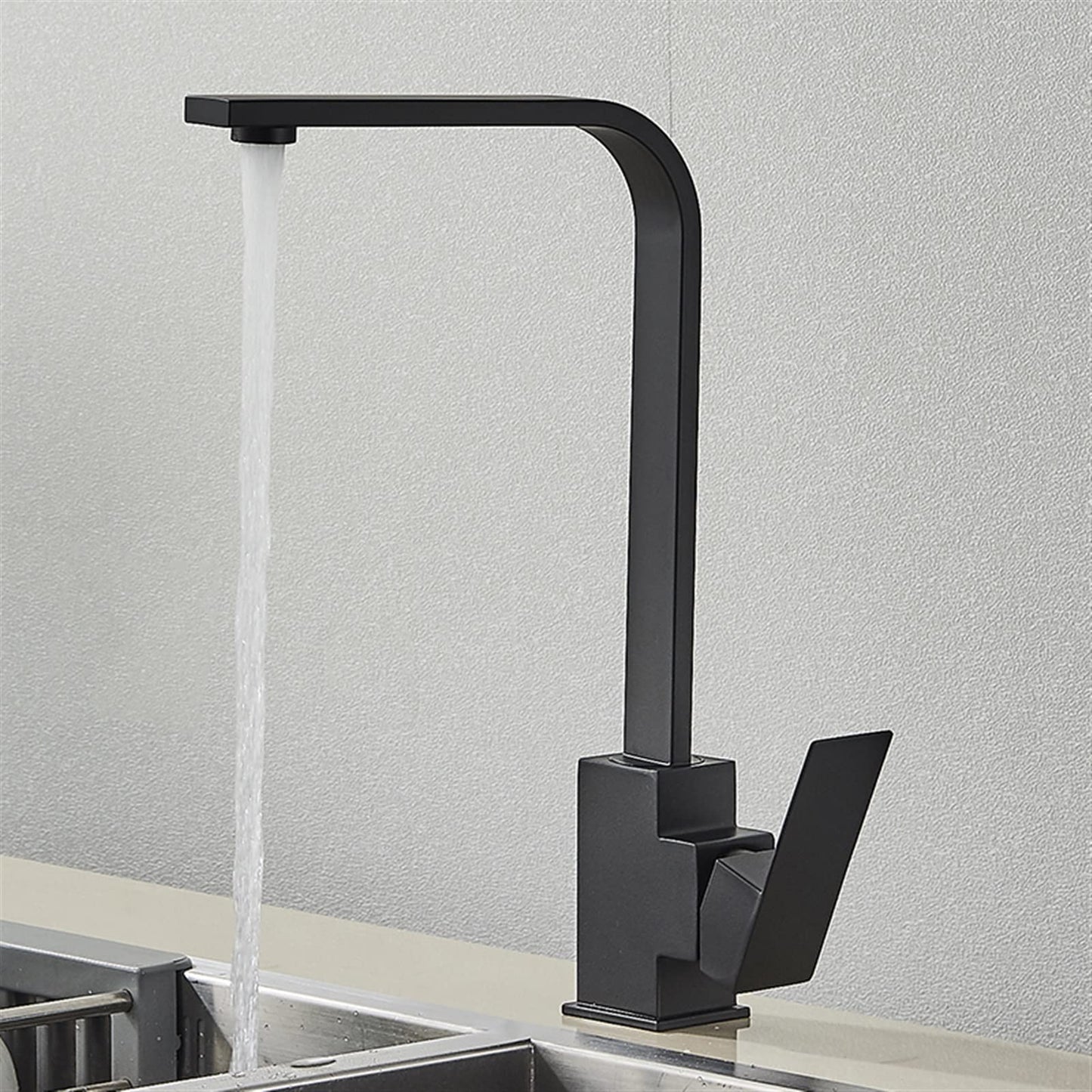 Square Matt Black/Chrome Tap 360 Degree Rotation