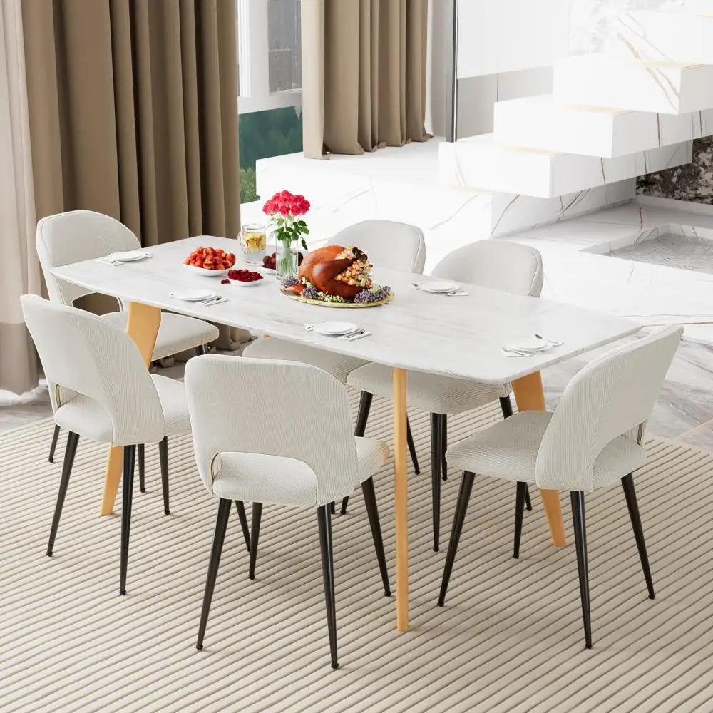 2 x Luxury Dining Chairs With Metal Legs