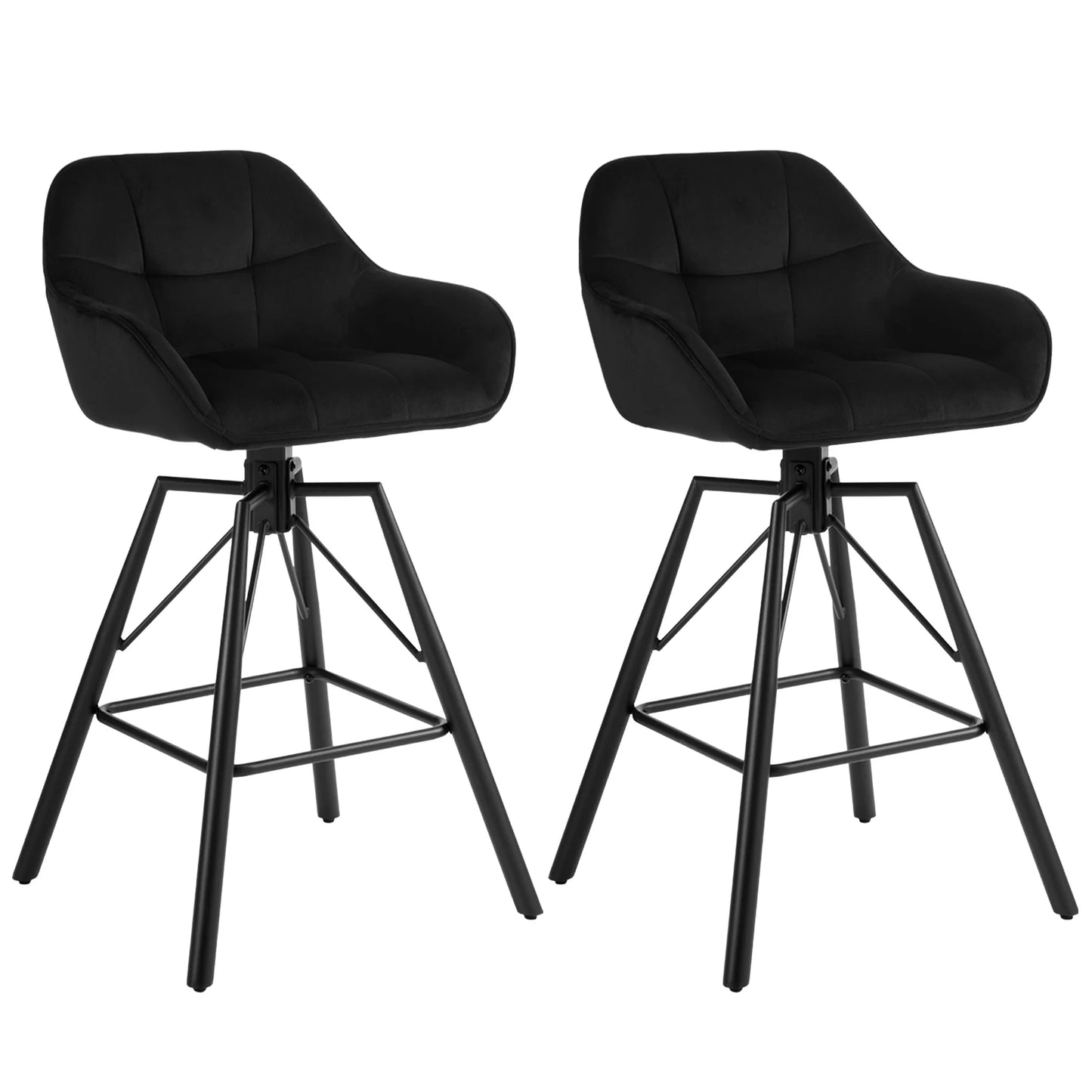 2 X Rotatable Bar Stool Velvet High Back 360°