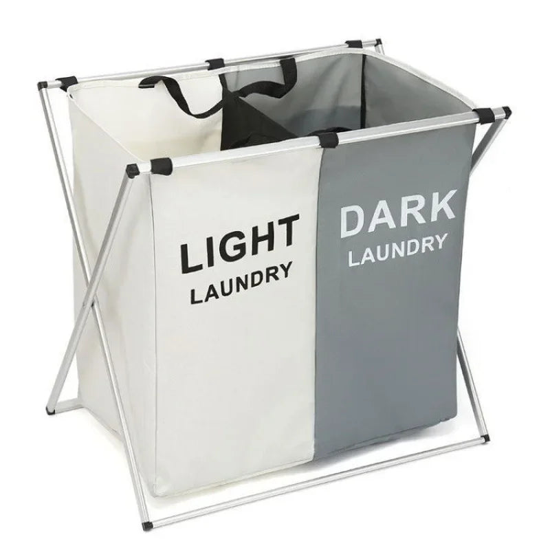 Large Laundry Basket Three Foldable Grid Organizer Basket Waterproof