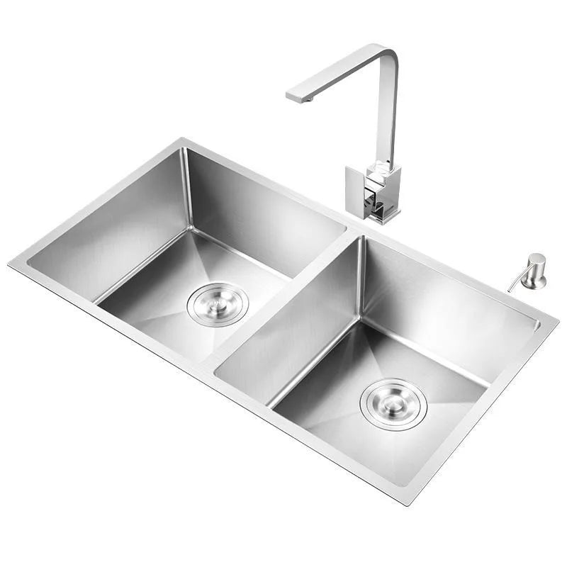 Stainless Steel Brushed Double Bowl Kitchen Sink