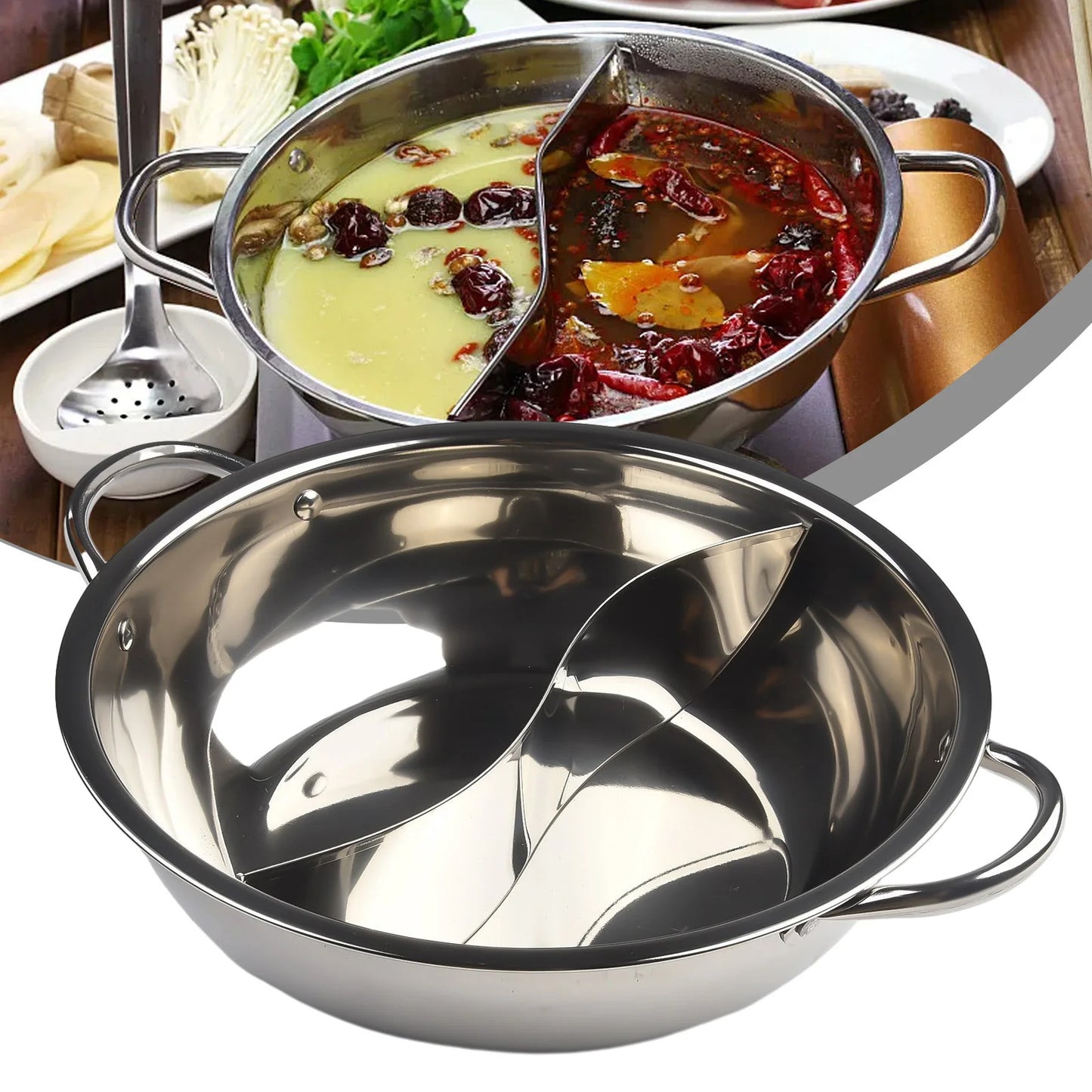 Stainless Steel Induction pan, Gas Stove Compatible twin divider