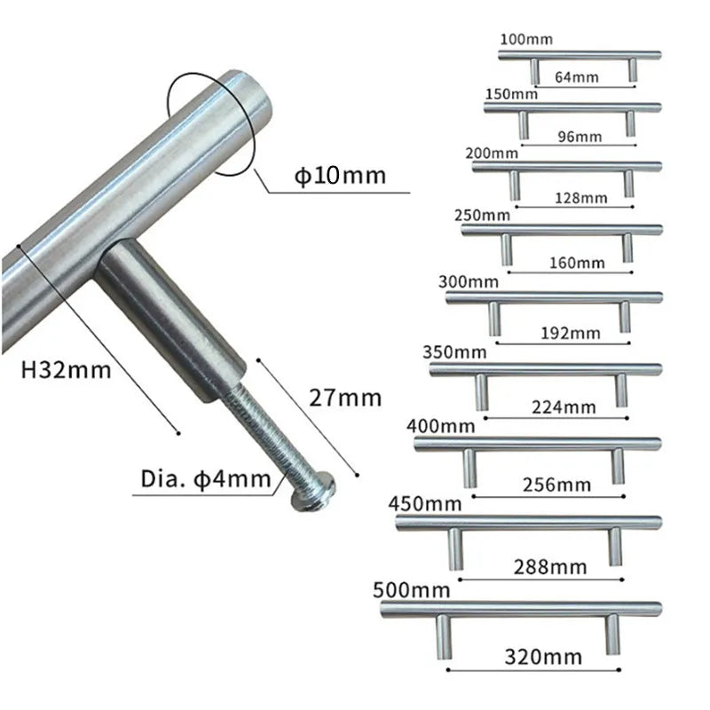 Modern Stainless Steel Kitchen Door T Bar Handle