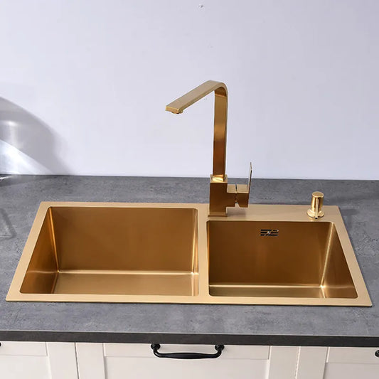 Helios Gold double Sink With Soap Dispenser
