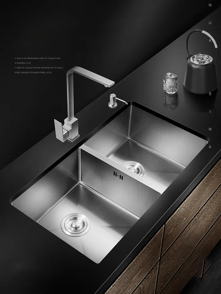 Stainless Steel Brushed Double Bowl Kitchen Sink