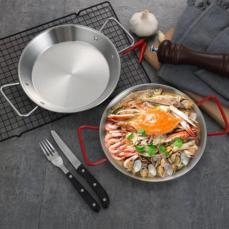 Stainless Steel Double Ear Spanish Paella Saucepan - Non-Stick