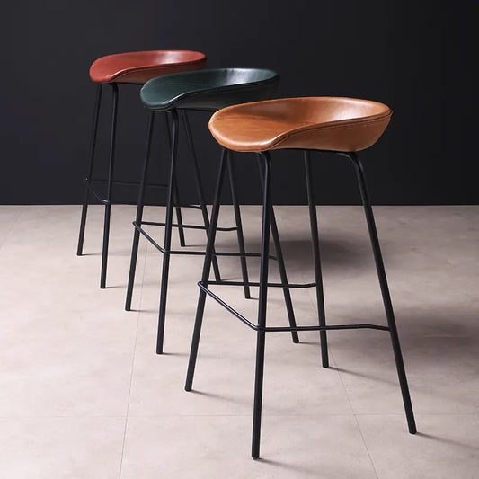 4 x Luxury hand crafted bar stools with elegant s/steel black legs
