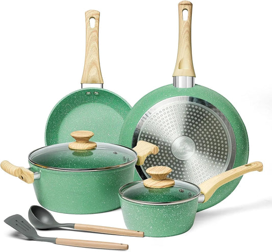 8 Piece Set, Easy Care Cookware, Dishwasher Safe  Pots and Pans Non-stick