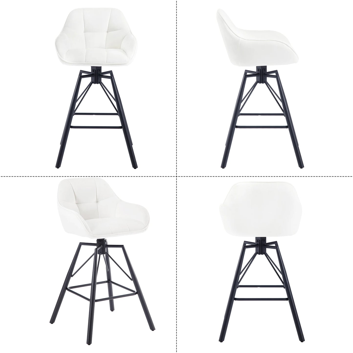 2 X Rotatable Bar Stool Velvet High Back 360°