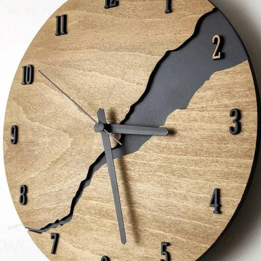 Creative Crack Simple  luxury Wooden Wall Clock Modern