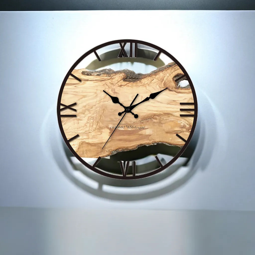 New Transparent Acrylic Wood Grain Wall Clock High Quality Luxury Wall Decoration Clocks