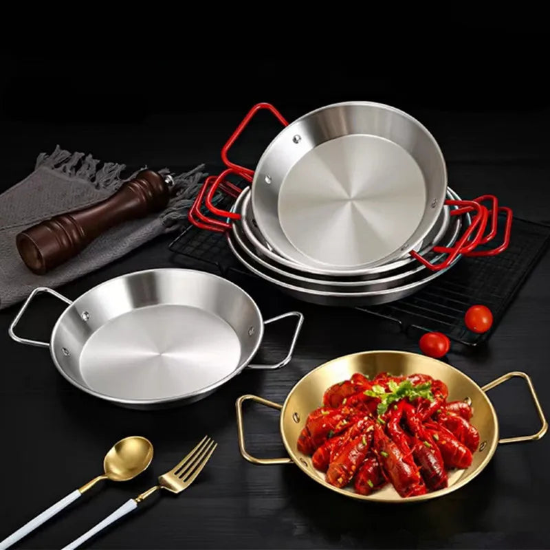 Stainless Steel Double Ear Spanish Paella Saucepan - Non-Stick