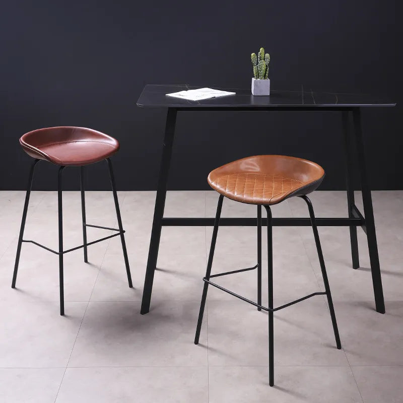 4 x Luxury hand crafted bar stools with elegant s/steel black legs